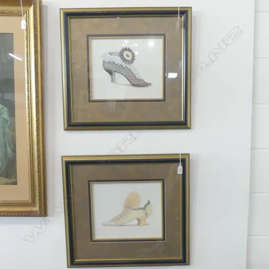 TWO FRAMED PRINTS OF LACE SHOES 250x300mm