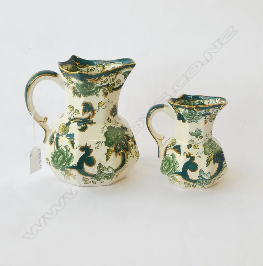GRADUATED PR. MASONS 'CHARTREUSE' IRONSTONE' JUGS Image 1++