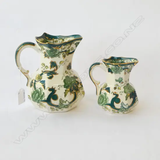GRADUATED PR. MASONS 'CHARTREUSE' IRONSTONE' JUGS