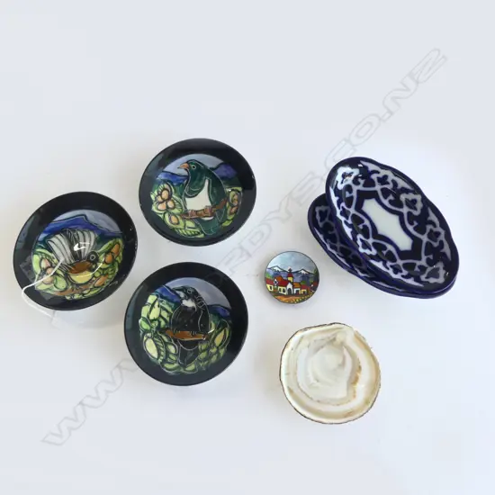 3 LYNDA HARRIS N.Z. POTTERY DISHES + 5 OTHERS