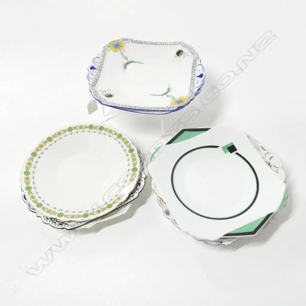 10 SHELLEY CHINA CAKE PLATES MIXED PATS Image 1++