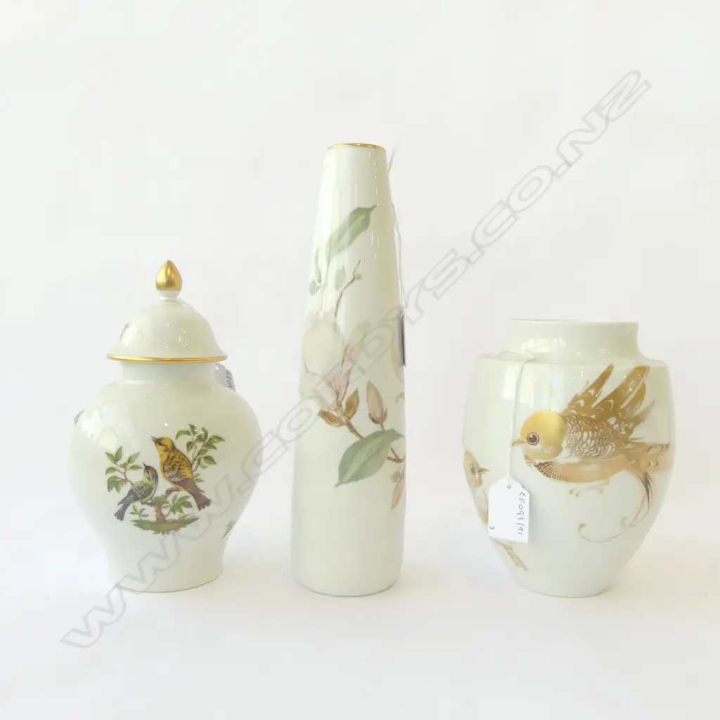 2 GERMAN PORC VASES H280 & 180MM & LIDDED JAR H200MM Image 1++