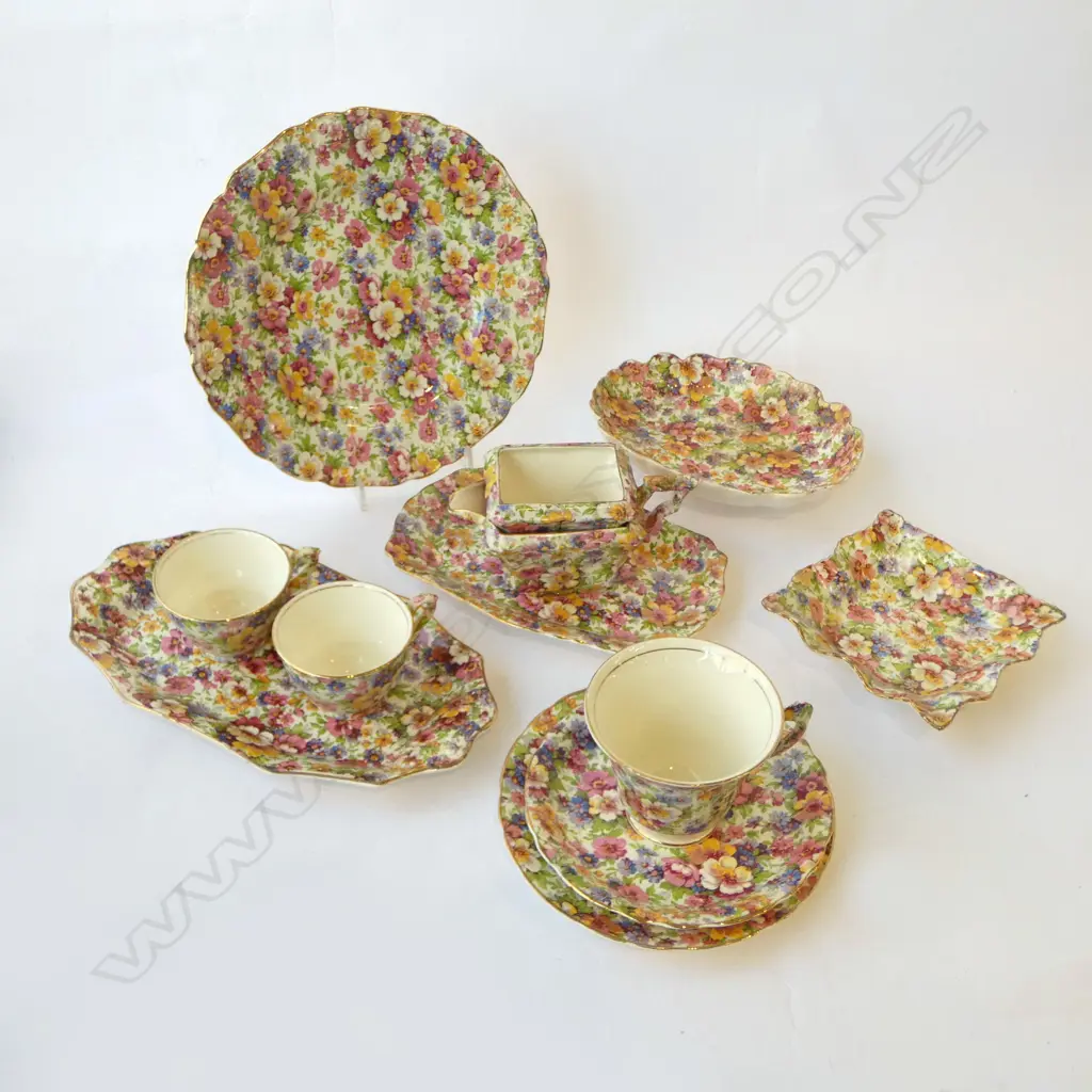 COLLECTION AOF CHINA CAKE PLATE CSP C/SUGAR 4 DISHES & 2 COFFEE CUPS  Image 1++