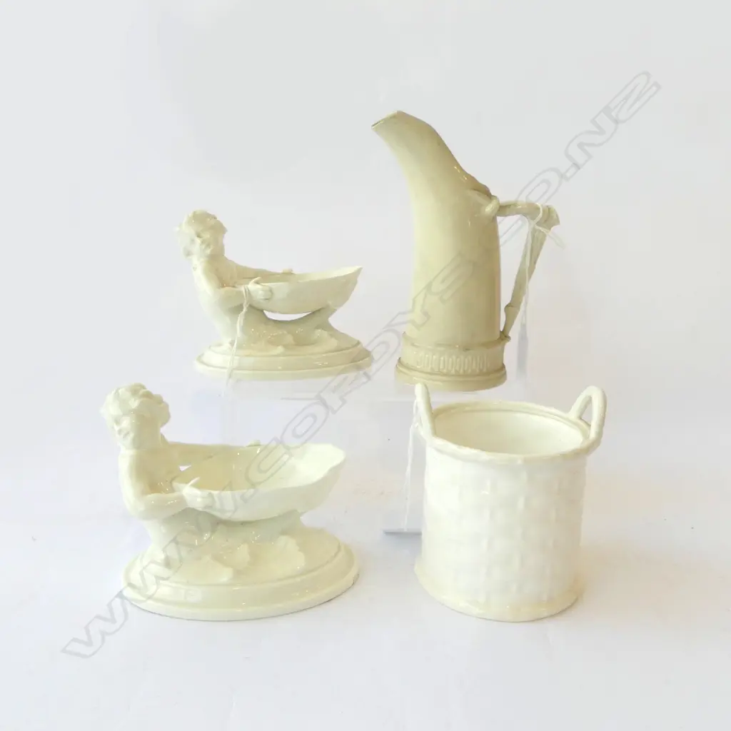 R/WORCESTER PR OF FIGURAL SALTS BASKET POT H100MM & JUG H150MM Image 1++