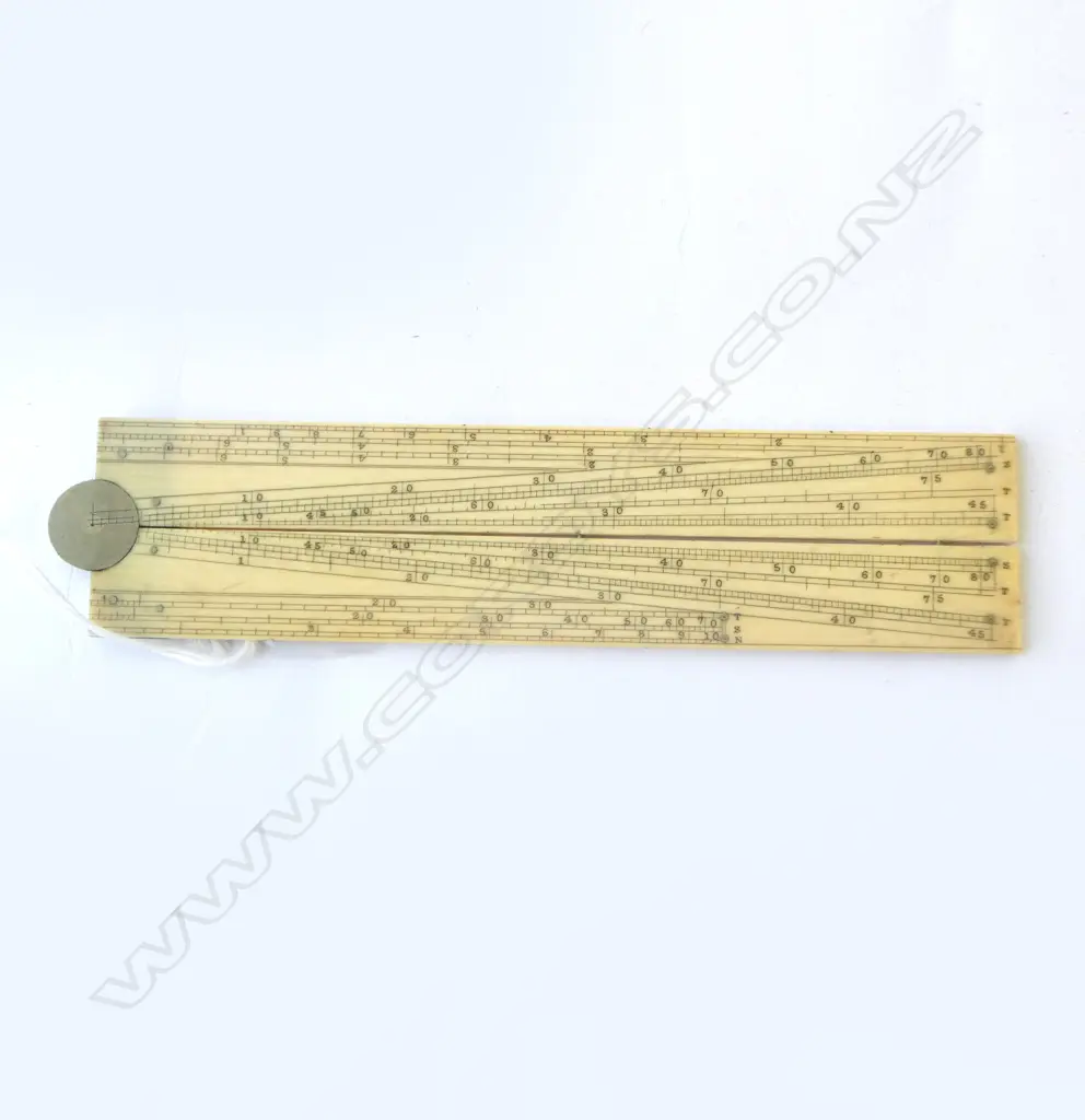 ANTIQUE IVORY HINGED FOLDING SECTOR SCALE RULE, L.340MM EXTENDED Image 1++