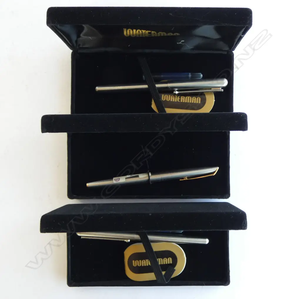 3 CASED WATERMAN FOUNTAIN PENS  Image 1++