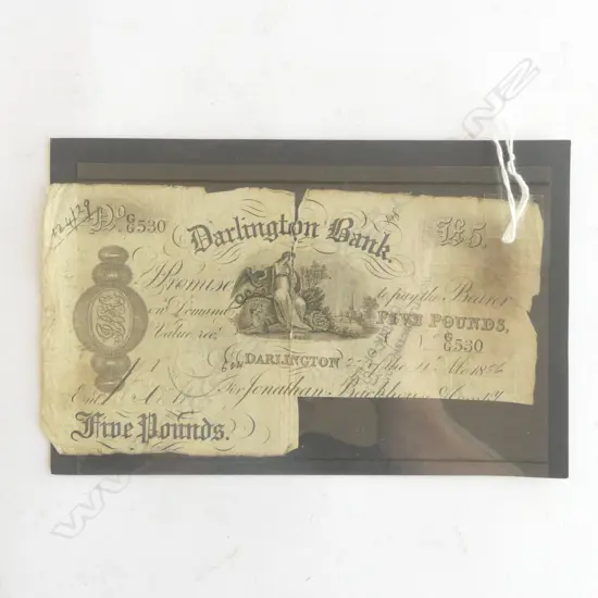 DARLINGTON BANK 1886 FIVE POUND NOTE