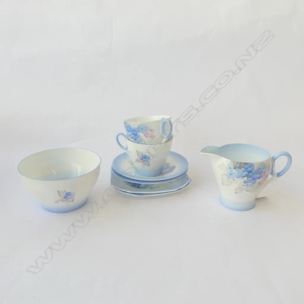 2 SHELLEY CHINA CSPS C/SUGAR BLUE FLORAL DESIGN Image 1++
