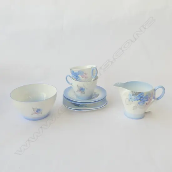 2 SHELLEY CHINA CSPS C/SUGAR BLUE FLORAL DESIGN