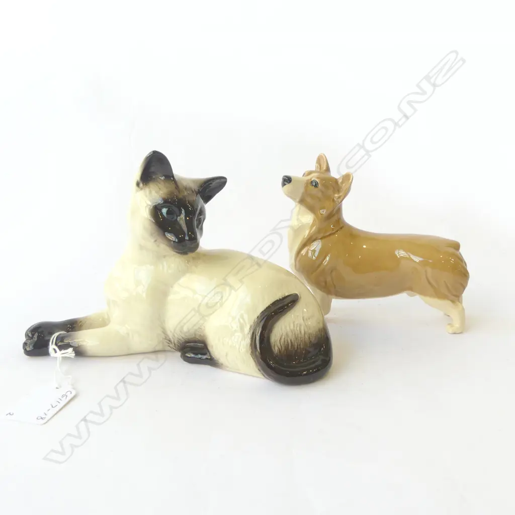 ROYAL DOULTON SIAMESE CAT + ENGLISH CHINA CORGI Image 1++
