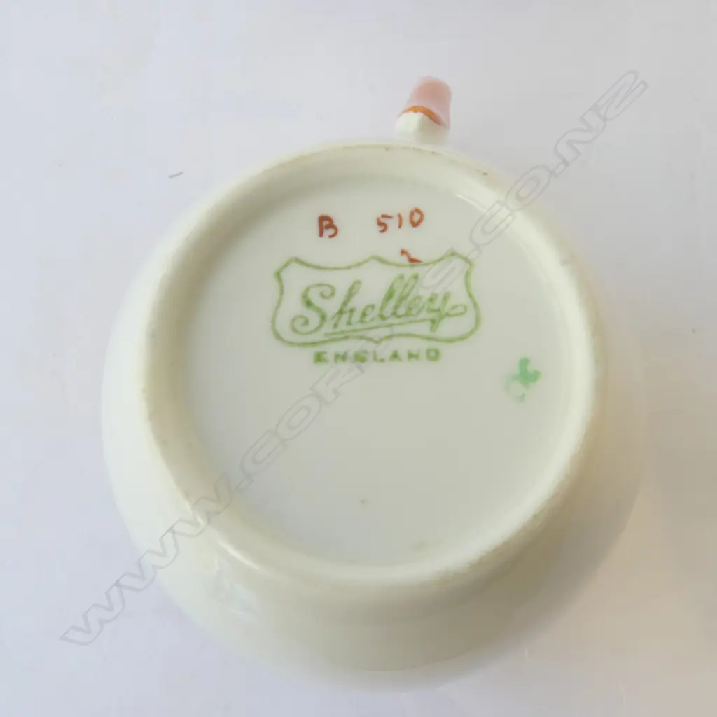 SHELLEY CHINA PART DECO TEASET 3CSPS CAKE PLATE C/SUGAR ORANGE FLOWER PAT Image 1++