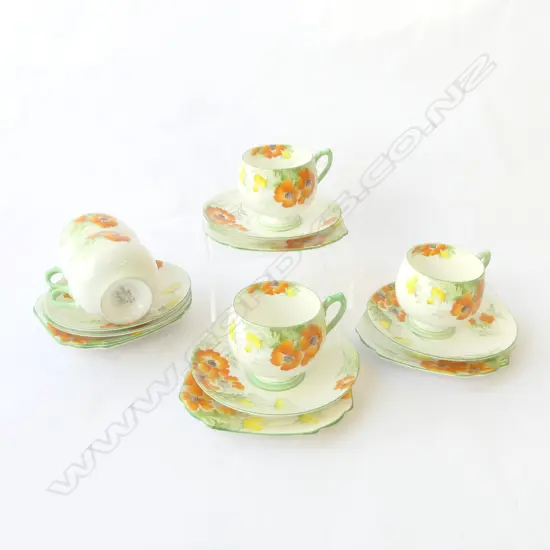 5 SHELLEY CHINA CSPS ORANGE FLOWER PAT
