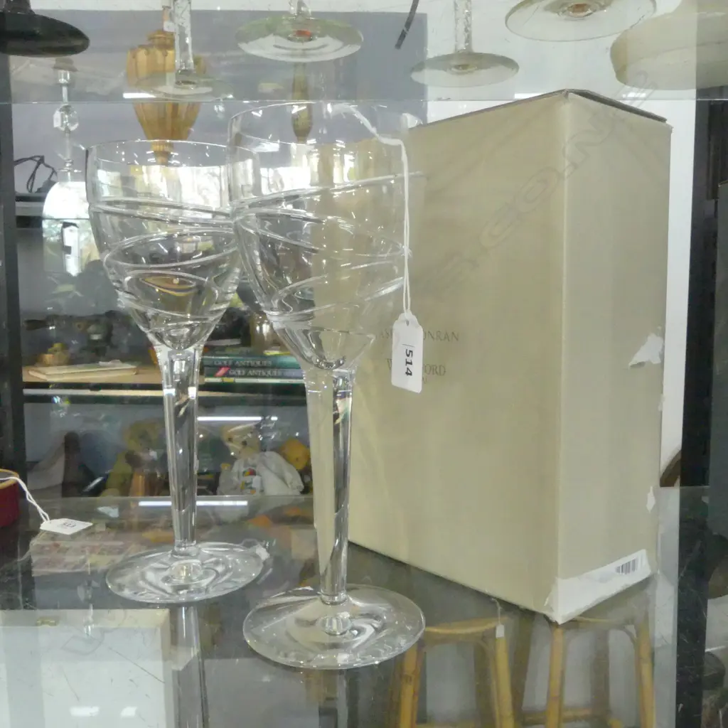 SET OF 4 JASPER CONRAN WATERFORD CRYSTAL LARGE WINE GLASSES H250MM Image 1++