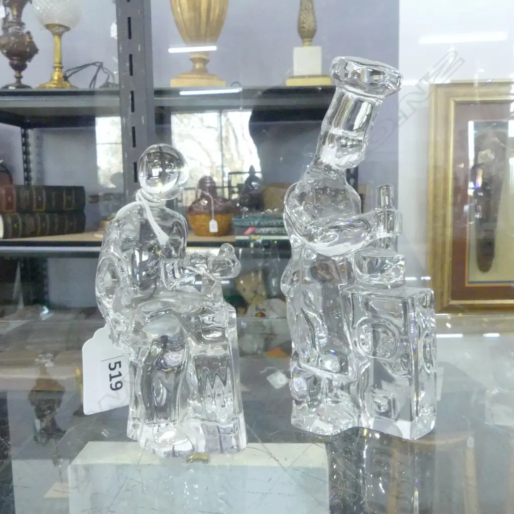 2 ORREFORS GLASS FIGURES H140 & 110MM Image 1++