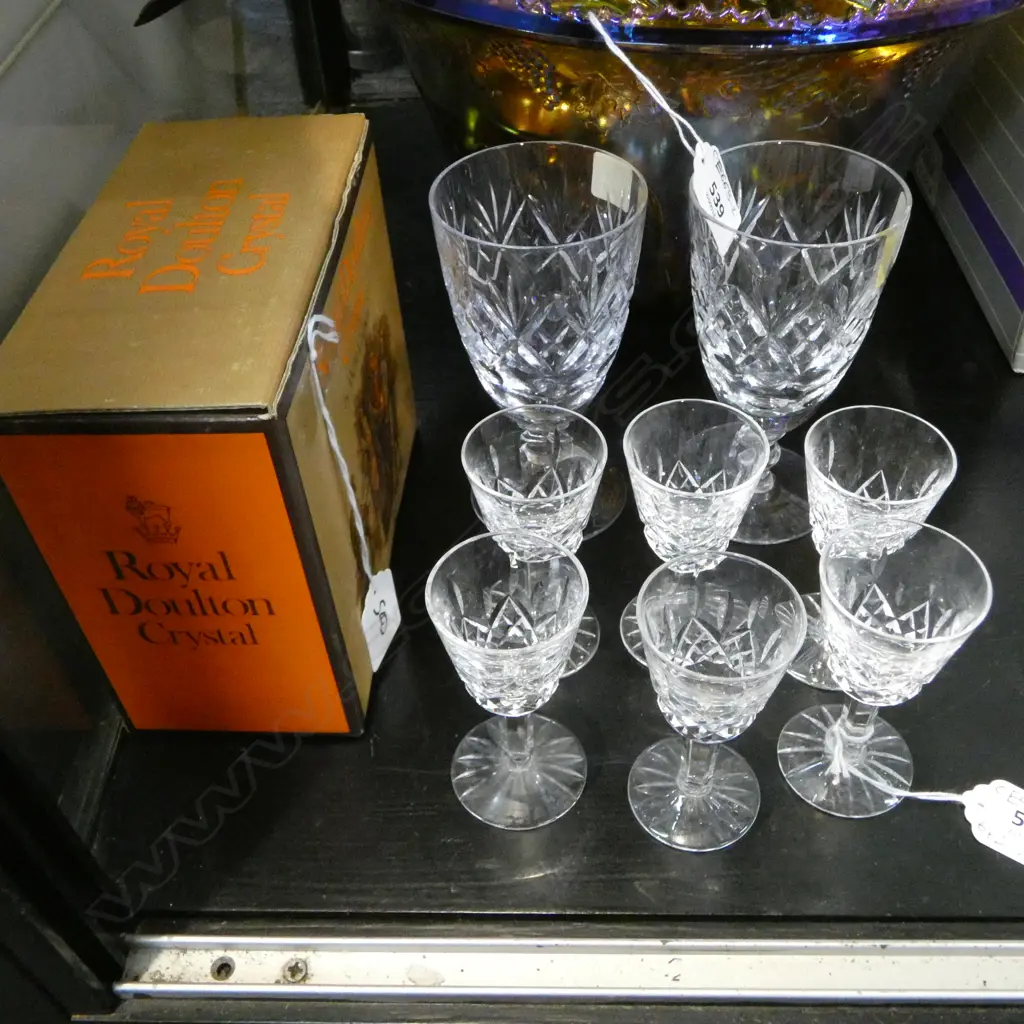 6 WATERFORD CRYSTAL LIQUER GLASSES+ PR BOXED RD WEBB & CORBETT 'GEORGIAN' GLASSES Image 1++