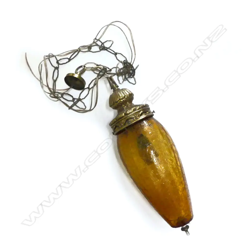ITALIAN AMBER GLASS HANGING LAMP L440MM Image 1++
