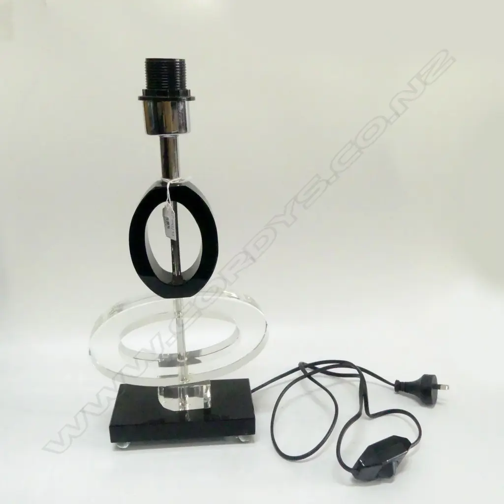 MODERN DECO STYLE BLACK & CLEAR GLASS TABLE LAMP H420 Image 1++