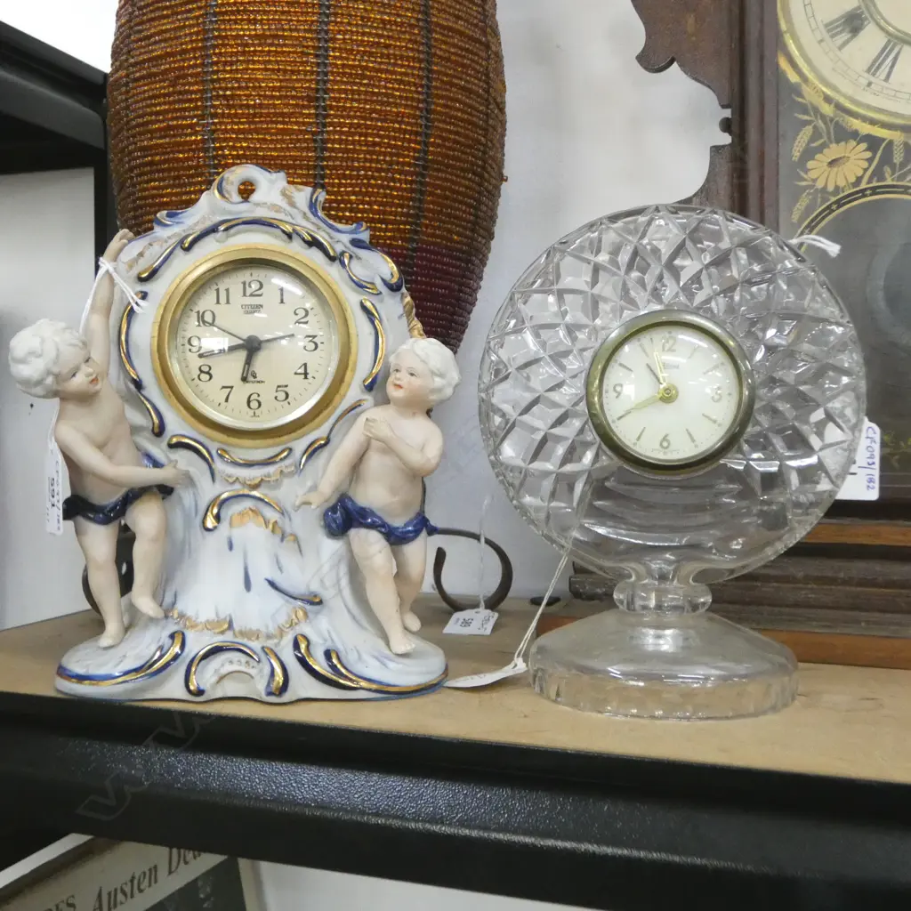 CRYSTAL MANTLE CLOCK H200MM & FIGURAL MANTLE CLOCK H220MM Image 1++