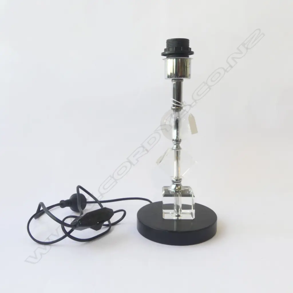 MODERN DECO STYLE BLACK & CLEAR GLASS TABLE LAMP H340MM Image 1++