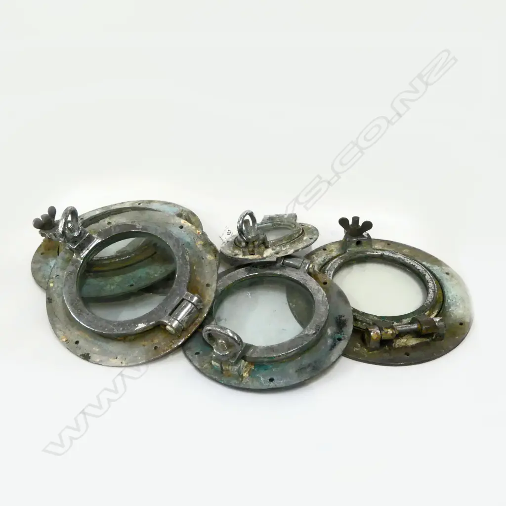 SIX ASST VINTAGE PORTHOLES 150 - 255mm dia Image 1++