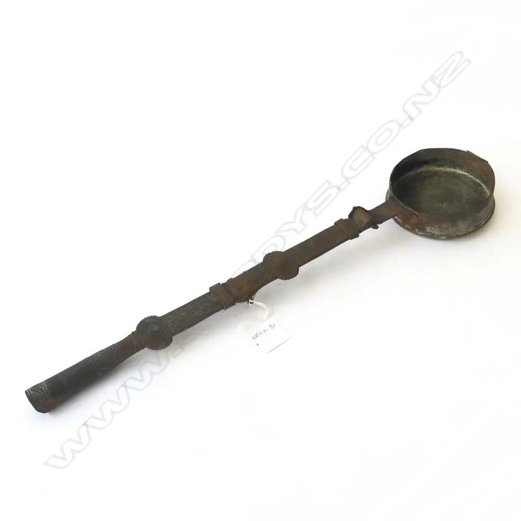  ANTIQUE HAND FORGED  OTTOMAN TRAVELLERS FOLDING COFFEE BEAN ROASTING PAN L500mm Image 1++