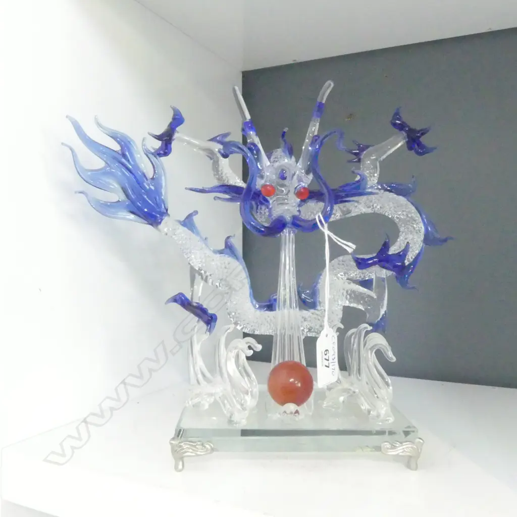 HAND BLOWEN GLASS DRAGON H270MM Image 1++