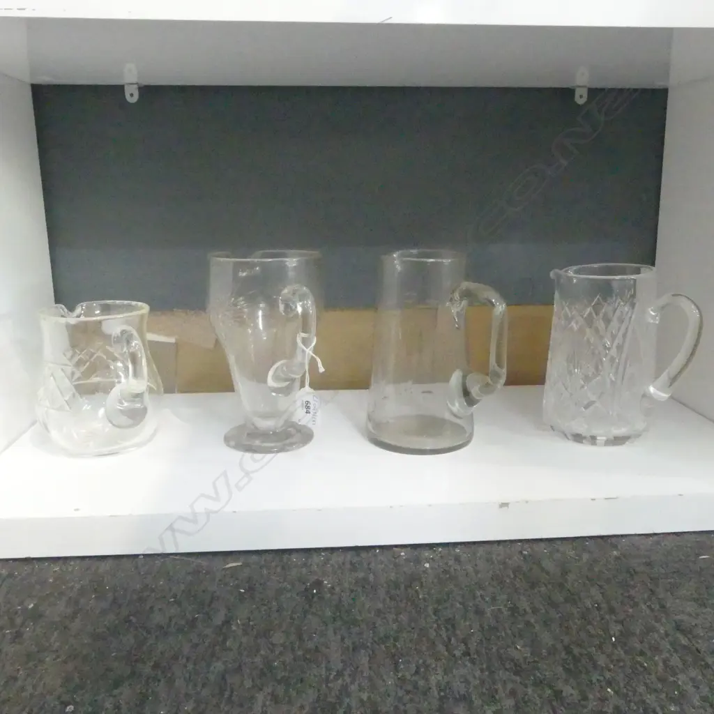 4 CRYSTAL JUGS 190MM TALLEST Image 1++
