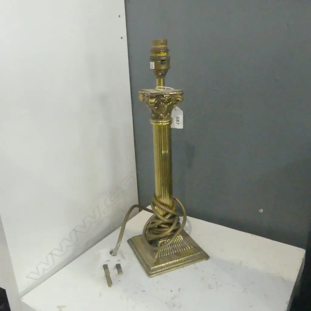 BRASS COLUMN TABLE LAMP H370MM Image 1++