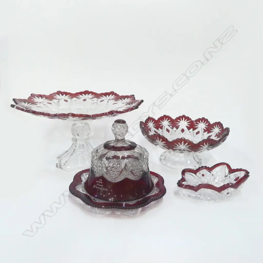 5 PCES RED FLASHED GLASS Image 1++