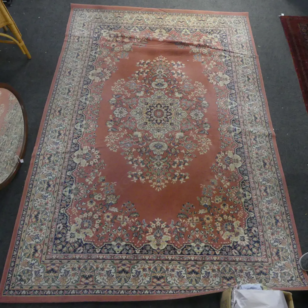 LRG SQUARE PALE PINK & BROWN MACHINED RUG, 2800 x 1900mm Image 1++