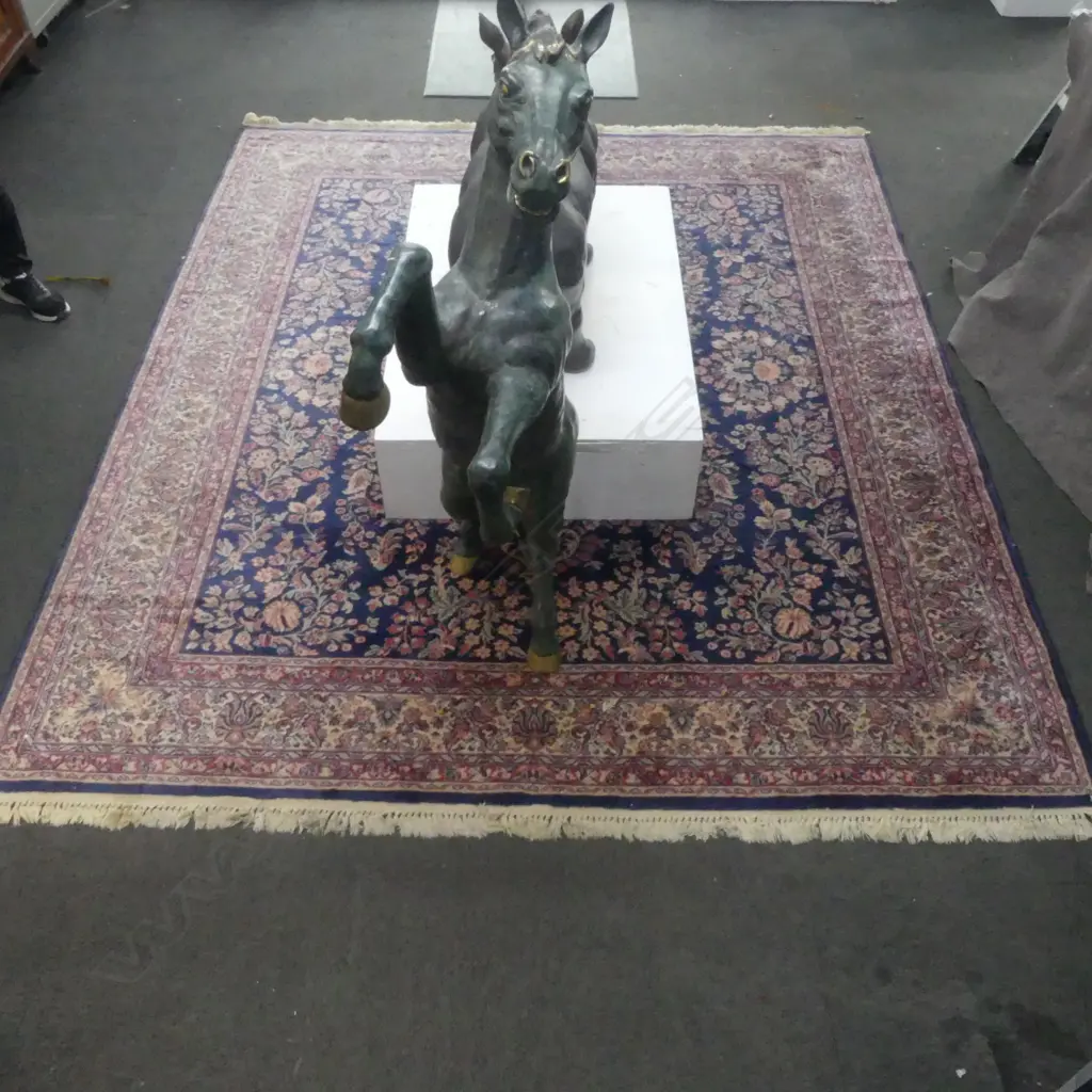 Note: description changed...LRG MACHINE KNOTTED PERSIAN STYLE WOOL RUG 3000 x 2500mm with some paint marks Image 1++