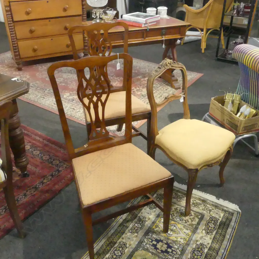 VICTORIAN DINING CHAIR + 2 SPLAT BACK UPHOLSTERED CHAIRS Image 1++
