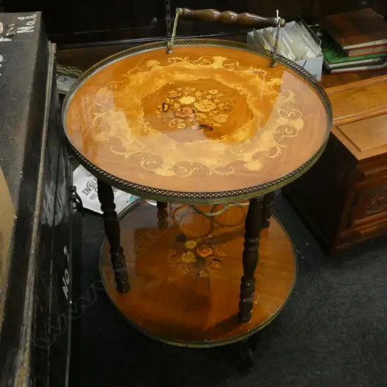ITALIAN INLAID DRINKS TROLLEY H.750mm Dia.555mm