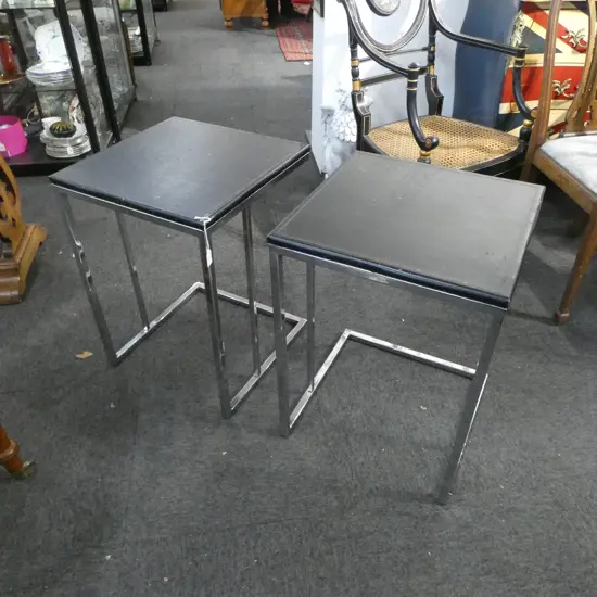 2 DECO CHROME STLE SIDETABLES H.620mm