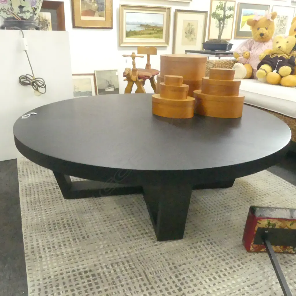 BLACK OAK VANEER COFFEE TABLE Dia.1200mm Image 1++