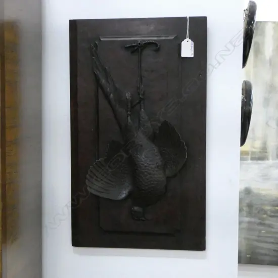 CARVED PANEL OF A GIBBETED PHEASENT IN HIGH RELIEF 280x475mm