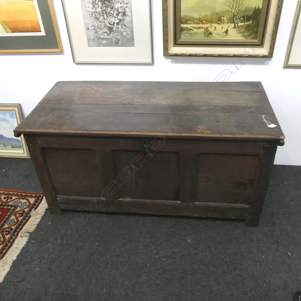 GEORGE III OAK COFFER 3 PANELLED FRONT 1180 x 550 x 575mm Image 1++