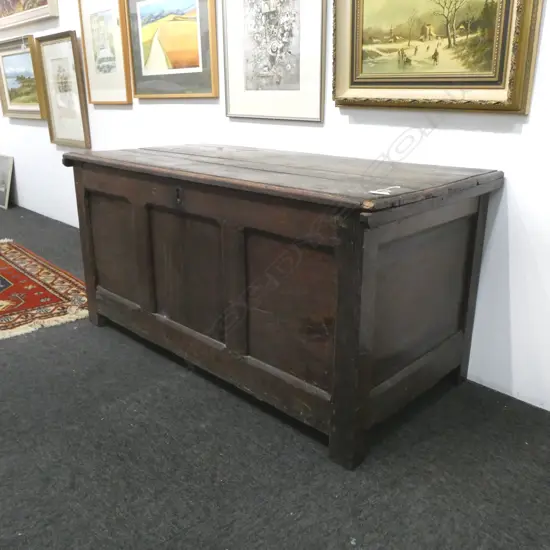 GEORGE III OAK COFFER 3 PANELLED FRONT 1180 x 550 x 575mm