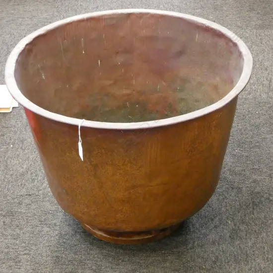 LARGE COPPER PLANTER WITH CUSTOM WOODEN STAND H.430x540mm