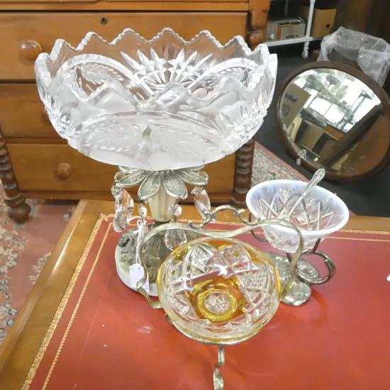 3 PCES OF GLASS INCLUDING LUSTRE