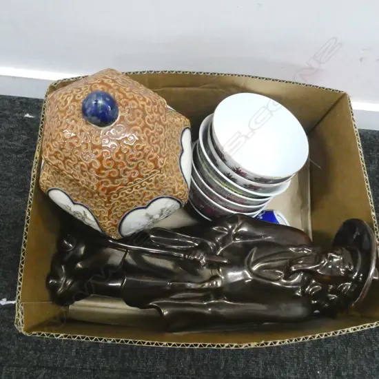 ASST. CHINA INCLUDING CHINESE FIGURE & LIDDED VASE 