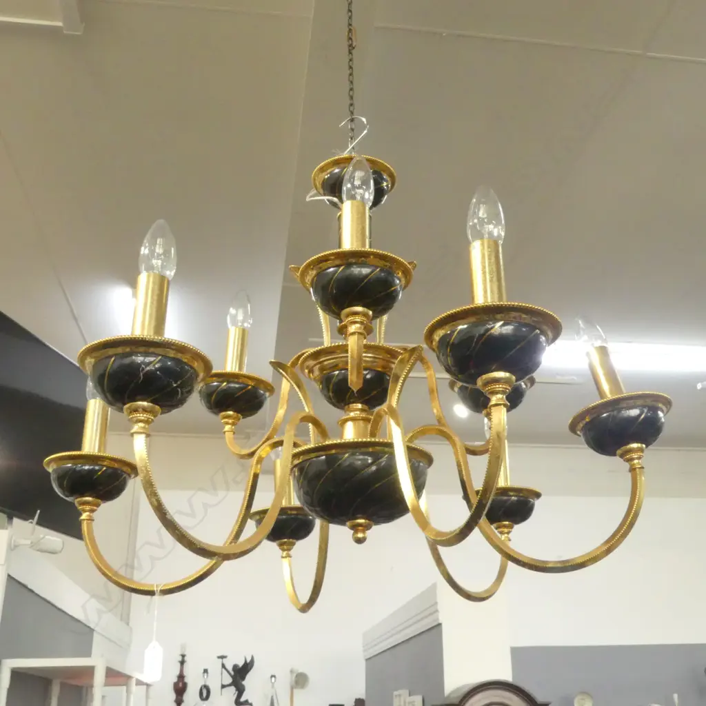 PAIR ITALIAN GILT METAL CHANDERLIERS Dia.800 H.550mm Image 1++