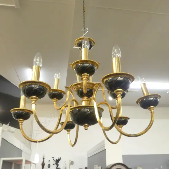 PAIR ITALIAN GILT METAL CHANDERLIERS Dia.800 H.550mm