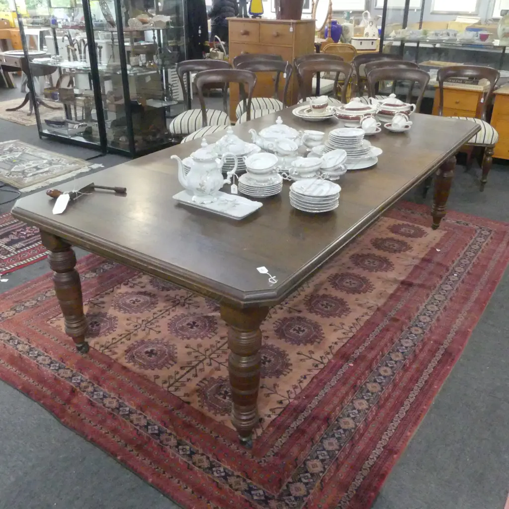 MAHOGANY EXTENDING DINING TABLE 2340x1200x710mm two leaf Image 1++