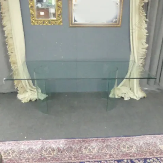 LARGE GLASS DINNING TABLE L.2200mm, W.1100mm