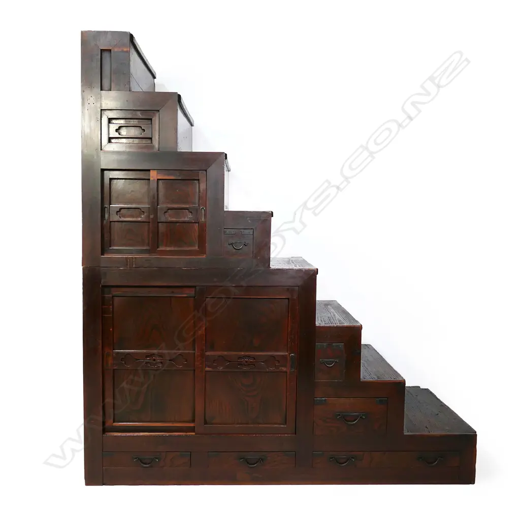 A good original 19thC Japanese Kaidan Tansu step chest, Image 1++