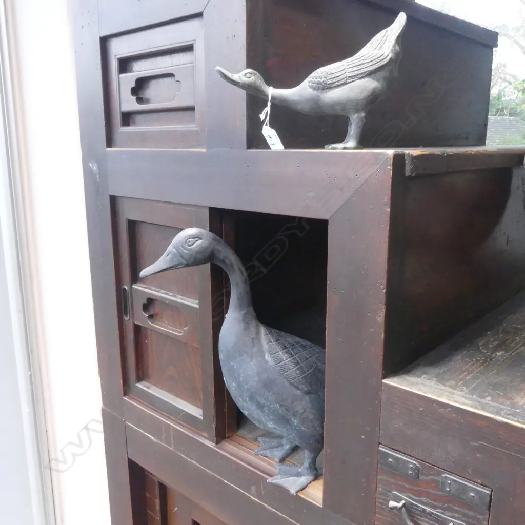 2 HEAVY BRONZE DUCKS H.390 & H.165mm Image 1++