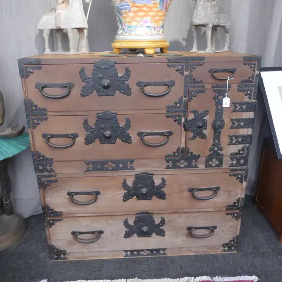 KOREAN CHEST ON CHEST IRON FITTINGS, H.870mmm L.850mm