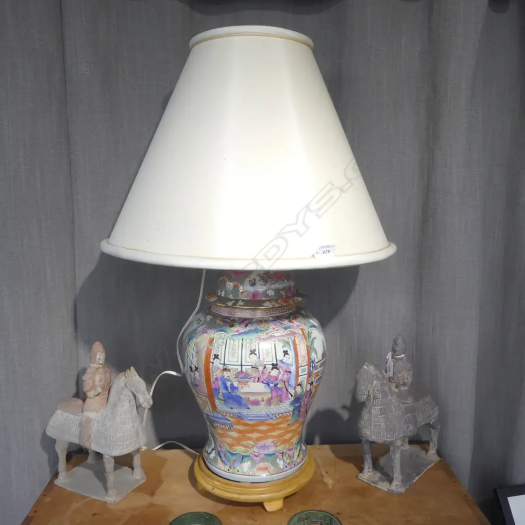 LARGE FAMILLE ROSE GINGER JAR TABLE LAMP H.880mm Image 1++