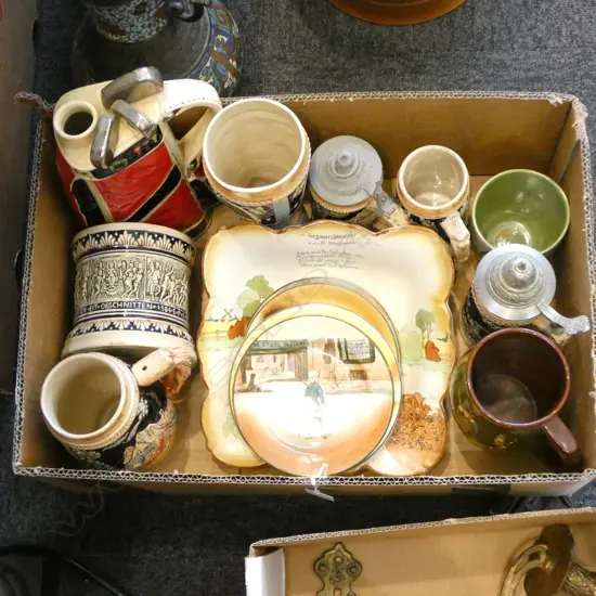 ASSTD. BEER STEINS, ROYAL DOULTON CHINA PLATES ETC 